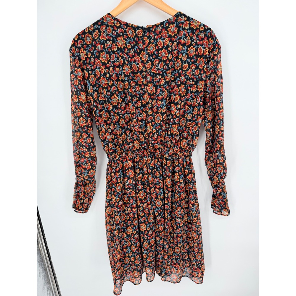 Jason Wu Collective Womens Floral Long Sleeve Mini Dress Black Orange Size 6 - Picture 5 of 13